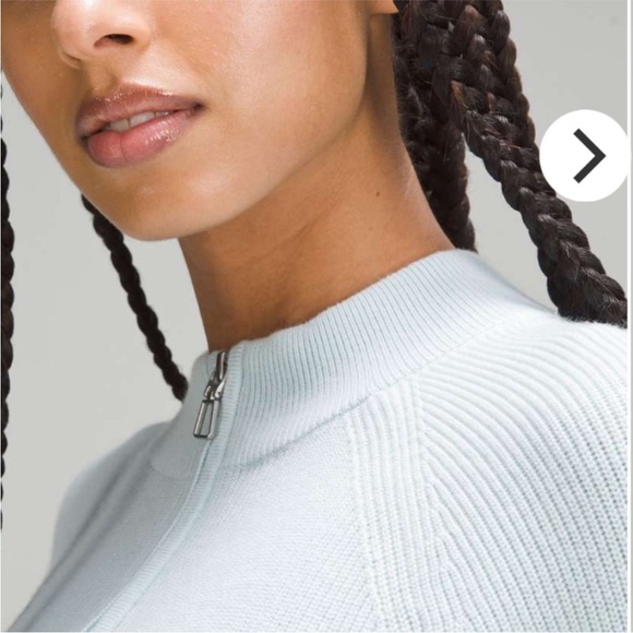 Lululemon Cotton Blend Half Zip Sweater in Powder Blue - Picture 2 of 9